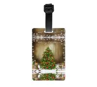 Merry Christmas Print Luggage Tags with Full Back Privacy Cover - Durable PVC ID Labels for Suitcases & Backpacks