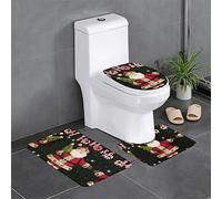 Merry Christmas Print Luxurious 3 Piece Bathroom Rugs Set - Impeccably Designed, Fully Printed, Easy To Clean And Durable Mat Set For Your Comfort And Style