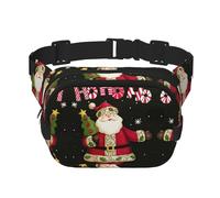 Merry Christmas Print Men and Women Square Double Layer Waist Bag Workout Crossbody Travel Waist Bag, Black, One Size
