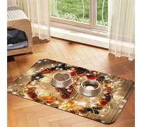 Merry Christmas Print Pet Feeding Mat For Dogs & Cats Absorbent Waterproof Dog Food Mat Non-Slip Pet Bowl Placemat Quick Dry Floor Protector Leather Tablecloth