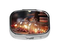 Merry Christmas Print Pill Box, 2 Large Compartmensts to Moistureproof Portable Pill Box Organiser for Travel