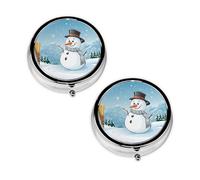 Merry Christmas Print Pill Box 3 Compartment Medicine Pill Case,Portable for Pocket Or Purse Pill Organizer Decorative Metal Medicine Vitamin Organizer Unique Gift