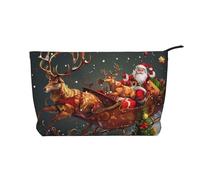 Merry Christmas Print Printed Makeup Bag Corduroy Travel Cosmetic Bags Cosmetic Case Toiletry Bag Organizer for Women Mom Girls
