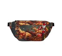 Merry Christmas Print Printed Waist Bag Adjustable Bum Bag Lightweight Travel Waist Fanny Pack Belt for Walking Cycling Hiking Travel