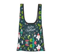 Merry Christmas Print Reusable, Foldable,Washable Grocery Bags Foldable in A Pouch Eco Tote Shopping Bag,Daily Shopping Loading