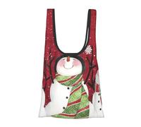 Merry Christmas Print Reusable, Foldable,Washable Grocery Bags Foldable in A Pouch Eco Tote Shopping Bag,Daily Shopping Loading