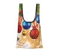 Merry Christmas Print Reusable, Foldable,Washable Grocery Bags Foldable in A Pouch Eco Tote Shopping Bag,Daily Shopping Loading