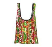 Merry Christmas Print Reusable, Foldable,Washable Grocery Bags Foldable in A Pouch Eco Tote Shopping Bag,Daily Shopping Loading