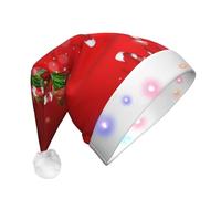 Merry Christmas Print Santa Hat With Led Lights, Funny Christmas Hats For Adults For New Year Holiday Party Supplies