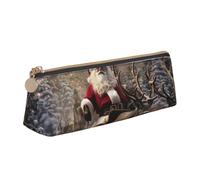 Merry Christmas Print Triangular Pencil Case Large-Capacity Stationery Organizer Commute Supplies Pouch