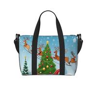 (Merry Christmas Print) Waterproof Lightweight Hand Travel Bag - Large Carry-On for 3-5 Day Trips | Air Travel, Sports, Weekend Use | Men & Women (1-Pack)