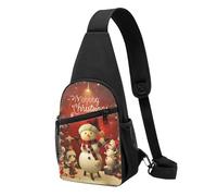 Merry Christmas Printed Chest Bag Sling Bag for Men Women, Outdoor Crossbody Fanny Packs Hiking Chest Packs Sport Daypacks