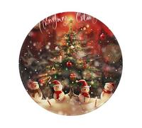 Merry Christmas Printed Gaming Mouse Pad 2 PCS, Round Non-Slip Rubber Base Laptop Mousepad Desk Mat for Gamer, Office, Home