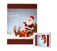 merry christmas Printed Jigsaw Puzzle with Storage Box, Wooden Puzzle for Adults and Kids, 500 Pieces Family Fun Decorative Game