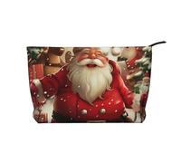 Merry Christmas Printed Makeup Bag Corduroy Travel Cosmetic Bags Cosmetic Case Toiletry Bag Organizer for Women Mom Girls