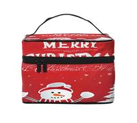 Merry Christmas Printed -Print Waterproof Large Cosmetic Bag for Travel & Gym, Makeup Organizer with 4 Elastic Straps & Compartments,Premium Twill Fabric.