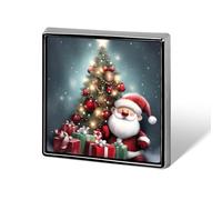 Merry Christmas Printed Square Badge Metal Button Badge Decorative Button Brooch Lapel Pins Bag Hat Accessories for Women Men Aluminum