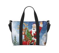 (Merry Christmas Printed) Waterproof Lightweight Hand Travel Bag - Large Carry-On for 3-5 Day Trips | Air Travel, Sports, Weekend Use | Men & Women (1-Pack)