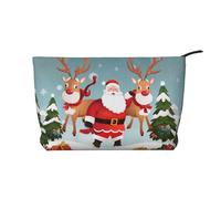 Merry Christmas Prints Corduroy Makeup Bag for Women Girls, Spacious Travel Cosmetic Organiser for Make-up, Toiletries & Essentials