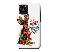 Merry Christmas Puppy String Lights Reindeer Antlers Holl Case for iPhone 11 Pro
