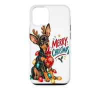 Merry Christmas Puppy String Lights Reindeer Antlers Holl Case for iPhone 12/12 Pro