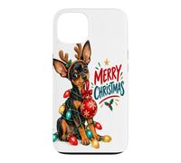 Merry Christmas Puppy String Lights Reindeer Antlers Holl Case for iPhone 13