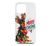Merry Christmas Puppy String Lights Reindeer Antlers Holl Case for iPhone 13 Pro Max