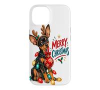 Merry Christmas Puppy String Lights Reindeer Antlers Holl Case for iPhone 14