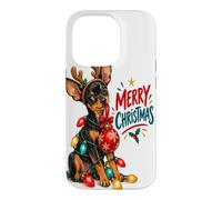 Merry Christmas Puppy String Lights Reindeer Antlers Holl Case for iPhone 14 Pro