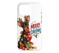 Merry Christmas Puppy String Lights Reindeer Antlers Holl Case for iPhone 16 Pro