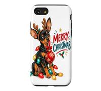 Merry Christmas Puppy String Lights Reindeer Antlers Holl Case for iPhone SE (2020) / 7/8