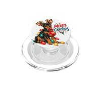 Merry Christmas Puppy String Lights Reindeer Antlers Holl PopSockets PopGrip for MagSafe