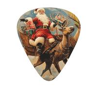 Merry-Christmas-Rainbow-Santa 12 Pack Guitar Picks With 3 Thicknesses And Storage Box, Abs Plectrums For Electric Bass Guitar Players