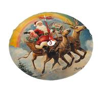 Merry-Christmas-Rainbow-Santa Plush Christmas Tree Skirt, Soft Flannel Christmas Tree Decoration With Red String Ties, Easy To Install Holiday Ornament For Xmas