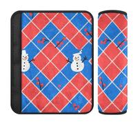 Merry Christmas Red and Blue Checkered Pattern 2 pcs car Accessories Seatbelt Covers Release Stress to Your Neck and Shoulders for Truck Protector para cinturón de carro