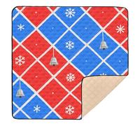 Merry Christmas Red and Blue Checkered Pattern Large Stylish Baby Care Play mat for Indoor Outdoor Lightweight Foldable Travel Play Mat for Baby Kids Toddlers Infants, 50'' x 50''de