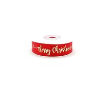 Merry Christmas Red and Gold Writing Satin Ribbon 19 mm …