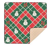 Merry Christmas Red and Green Checkered Pattern Cute Foldable Foldable Baby Play mat for Indoor Outdoor Waterproof Foldable Baby Crawling Mat for Baby Toddler Infant, 50'' x 50''para juegos de