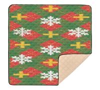Merry Christmas Red and Green Checkered Pattern Large Non-Slip Baby Activity Play Mat for Floor Waterproof Foldable Tummy Time & Crawling Mat for Baby Toddler Infant, 50'' x 50''