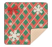 Merry Christmas Red and Green Checkered Pattern Large Non-Slip mat for Baby to Play on Floor for Indoor Outdoor Portable Foldable Newborns Kicking Mat for Baby Toddler Infant, 50'' x 50''