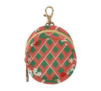 Merry Christmas Red and Green Checkered Pattern Newborned Girl Travel Pacifier Holder with Zipper and Clip Wristlet Wallet, Everything Storage pouching