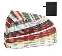 Merry Christmas Red and Green Plaid Waterproof Cover for Bike with Lock Holes Uv Resistant Indoor Outdoor Storage Mountain Road Electric Bike Cover Fits for Most forro para moto