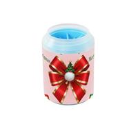 Merry Christmas Red Bow Portable Paw Cleaner Cup Silicone Brush Soft Pets Grooming Supplies for Medium to Large Dogs limpiador de patas para perro