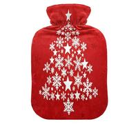 Merry Christmas Red Cute hot Water Bottle with Soft Cover, 1L hot Water Bag for Neck and Shoulder Pain Relief,Neck and Shoulder Pain Relief,Bolsa Caliente para Dolores musculares