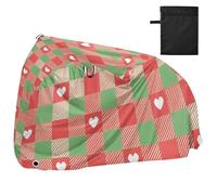 Merry Christmas Red Green Love Plaid Waterproof Cover for Bike with Lock Holes Indoor Outdoor Storage Mountain Bike Cover Fits for Most forro para bicicleta para el exterior