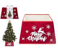 Merry Christmas' Red Plush Folding Tree Skirt (1 Pc.) - Durable & Luxurious Design, Ideal Decor for All Festive Trees & Stands, Gifts, & More