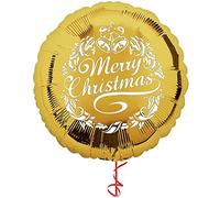 Merry Christmas Red Round Foil Balloon 18" (Gold)