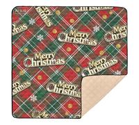 Merry Christmas Red Santa Hat Soft Foam mat for Baby to Play on Floor for Indoor Outdoor Lightweight Foldable Padded Play Mat for Baby Toddler Infant, 50'' x 50''