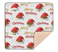 Merry Christmas Red Santa Hat Soft Padded Baby Play mat Foldable for Indoor Outdoor Cozy Breathable Foldable Travel Play Mat for Baby Toddler Infant, 50'' x 50''
