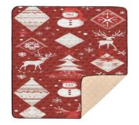 Merry Christmas Red Snowflake Cartoon Cute White Penguin Soft Thick Baby Play Mat for Indoor Outdoor One-Piecing Foldable Playroom Activity Mat for Newborns Babies Infants Toddlers, 50'' x 50''